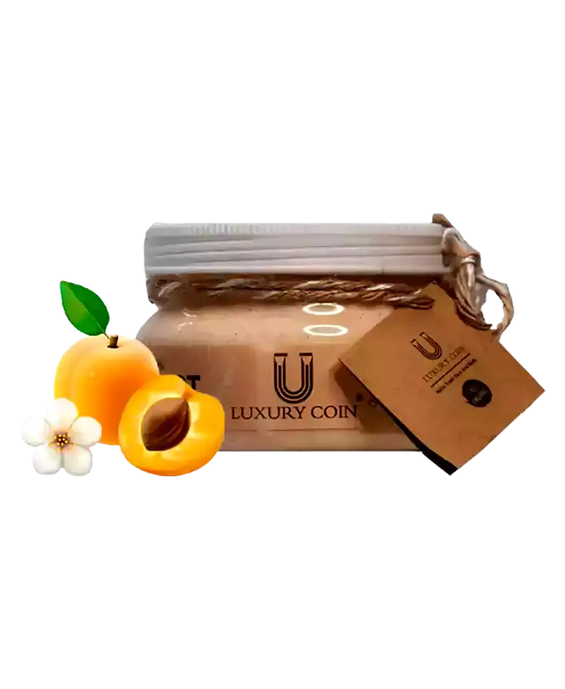 اسکراب صورت و بدن زردآلو 300 گرمی لاکچری کوین از پیج ریحان بیوتی